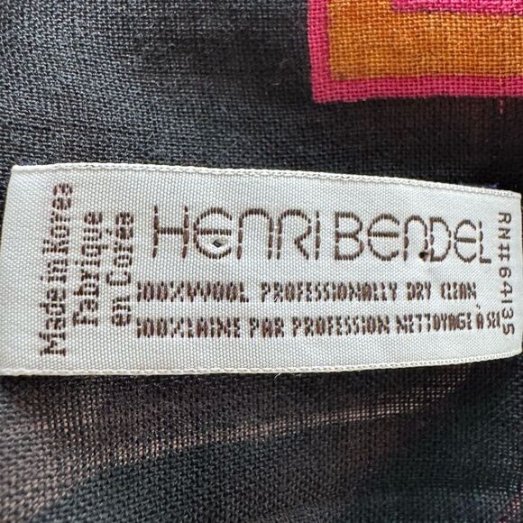 Henri Bendel Colorful Geometric Pattern 100% Wool Scarf Made in Korea - Picture 5 of 5